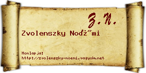 Zvolenszky Noémi névjegykártya